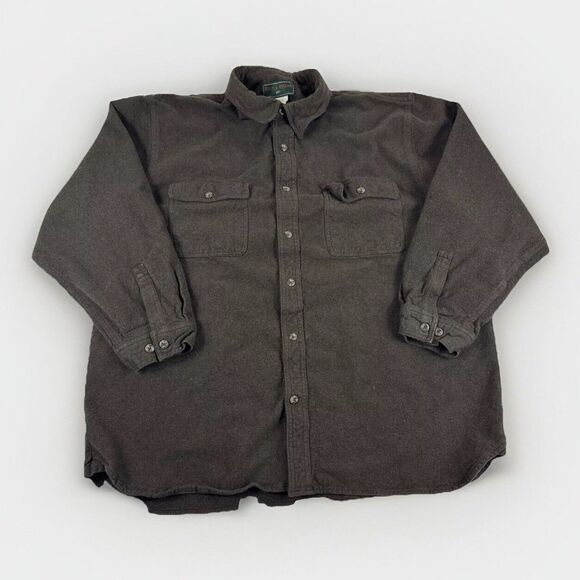 Field Stream Chamois Flannel Mens XXL Brown Button Up Shacket Heavyweight Shirt‎ - Picture 1 of 5